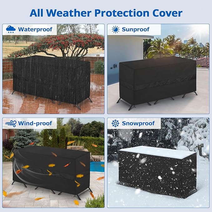 SunPatio Bistro Set Cover Waterproof, Outdoor Patio 3 Pieces Furniture Set Table and Chairs Cover with Air Vent, UV & Rip & Fade Resistant, All Weather Protection, 65"W x 28"D x 30"H, Black