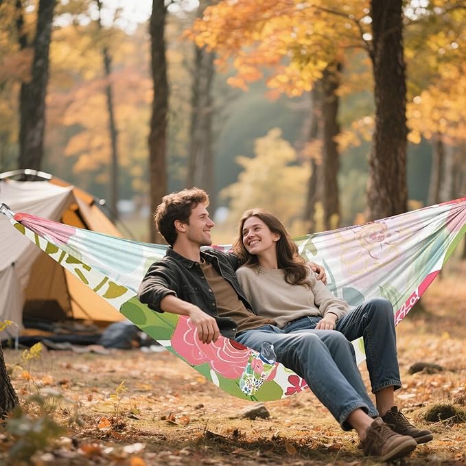 Spring Colorful Flowers 330lb Capacity Hammocks for Camping with Tree Straps Swing Hammock for Outside Patio Garden accesorios para Camping