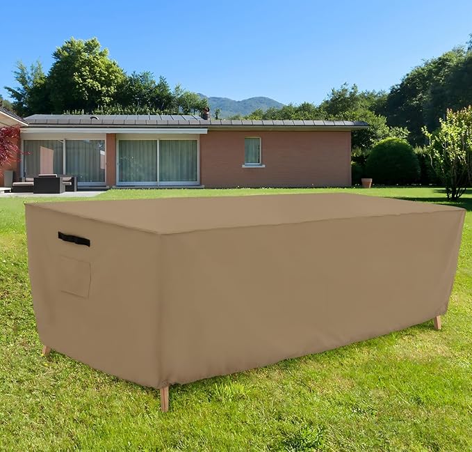 Tempera Patio Furniture Cover Waterproof,Outdoor Dining Table and Chair Covers, Outdoor Couch Cover, Heavy Duty for Winter, Rectangle, 74''L x 47''W x 27.8''H, Taupe