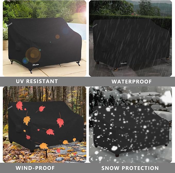 ANartcle 3-Seater Patio Sofa Cover,79W x 37D x 35H Inches Outdoor Couch Cover,100% Waterproof Heavy Duty Patio Sofa Covers,Patio Furniture Covers,Black