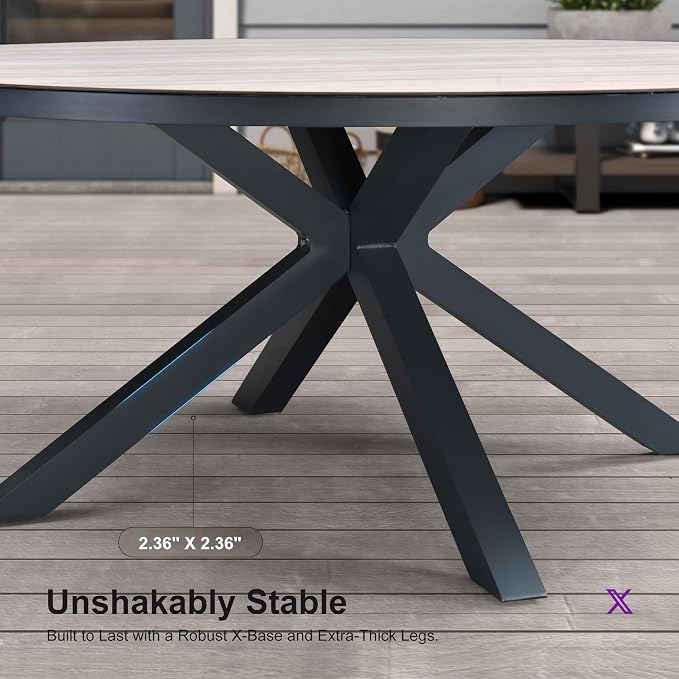 PURPLE LEAF 5-Piece Patio Dining Set Outdoor Furniture Round Table and Chairs with Cushions Gray-Finish Aluminum Frame All-Weather Wicker for Garden Deck Backyard Kitchen