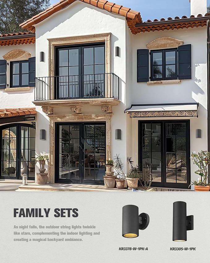 Ken & Ricky Modern Aluminum Outdoor Wall Sconce Lights,Cylinder,Black,4 PK | Downward Outside Wall Light With Glass Cover,No Glare Exterior Lighting Fixtures,For House Front Porch Garage Patio Entryway