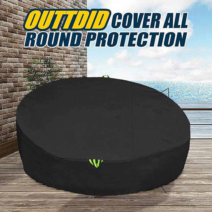 Outdoor Daybed Cover Waterproof, 600D Round Patio Sofa Cover, Heavy Duty Outdoor Canopy Daybed Sofa Cover - Ø88"X35''/18H