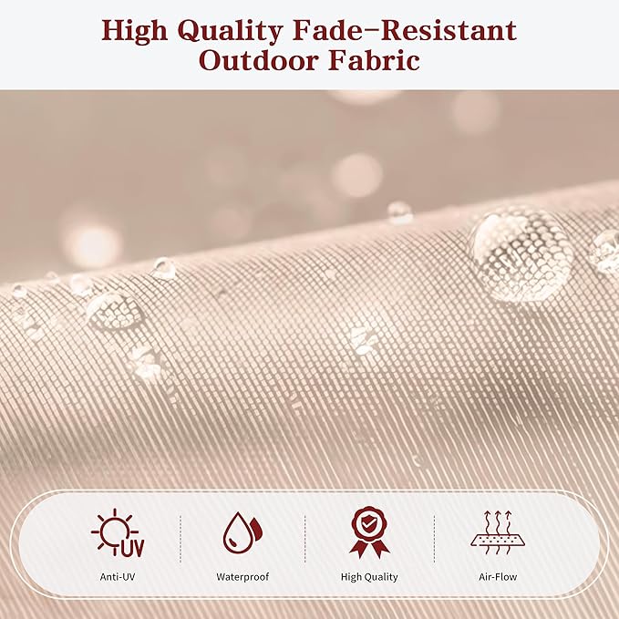 Vongrasig 13FT Large Patio Umbrellas with Base Included, Outdoor Double sided Pool Umbrellas with Crank Handle, Large Rectangle Table Umbrella for Poolside Backyard Market, Khaki