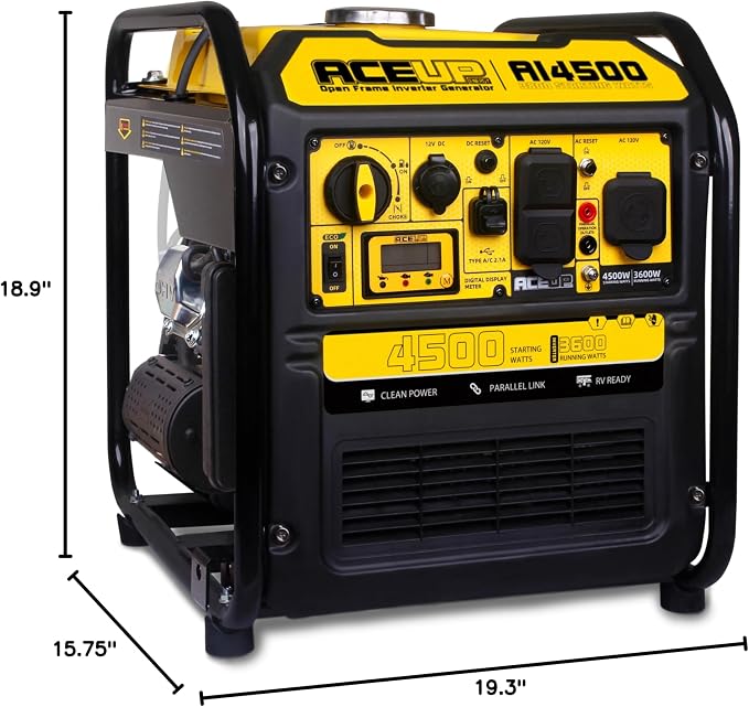 Aceup Energy 4500 Watt Inverter Generator 223CC, Gas Powered Generator for Home Use, Camping, EPA Compliant