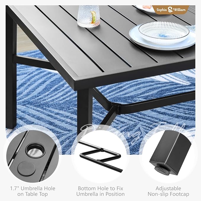 Sophia & William Outdoor Dining Set for 8 Patio Dining Sets 9 Pieces Patio Table and Chairs Set with 8 × Swivel Textilene Chairs and 82" Large Metal Table for Deck Garden Pool All Weather (Grey)