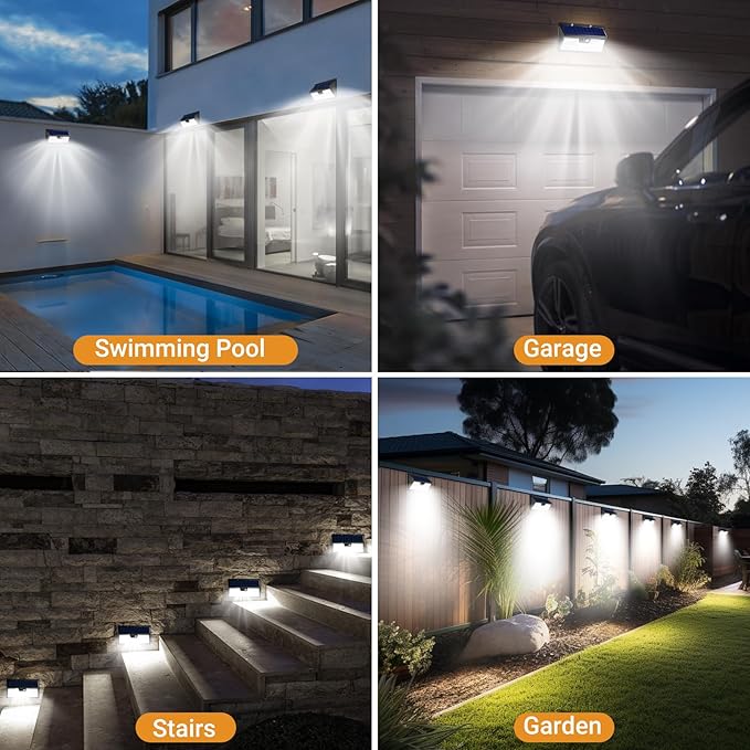 vighep Large Solar Motion Lights Outdoor, 318 LED Super Bright Shed Lights with 3 Lighting Mode, IP65 Waterproof Solar Bar Light, Great for Outside Wall Yard Chicken Coop Garden - 2 Pack