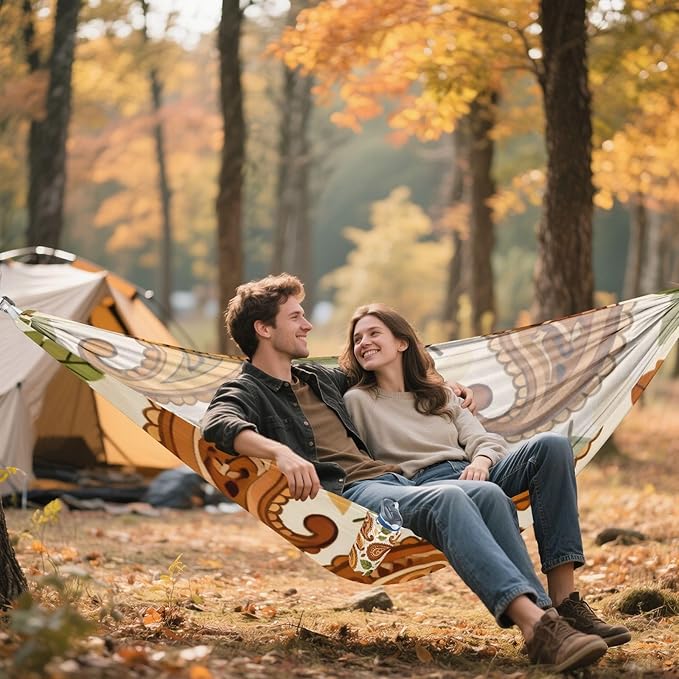 Autumn Paisley Hammocks for Camping with Portabl Carry Bag Portable Hammock Indoor Outdoor Patio