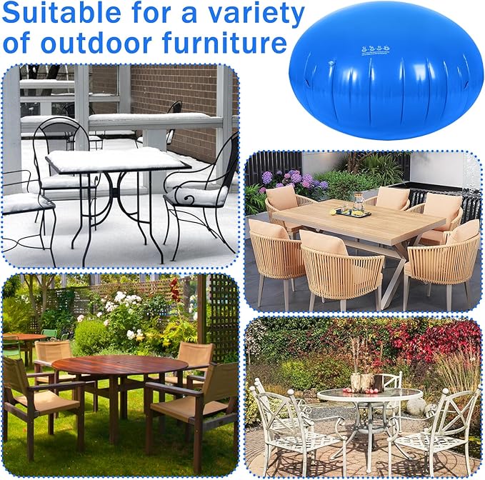 54in Dome Patio Furniture Cover Airbag, Dia Reusable Weather Resistant Dome Airbag Round Dome Airbag Kit with 4 Ropes to Fix for Outdoor Patio Furniture