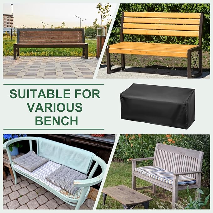 PATIKIL Outdoor Bench Cover, 210D Oxford Heavy Duty Waterproof Patio Furniture Covers for Garden Sofa Chair Table Zero Gravity, 64"L x 26"W x 35"T, Black