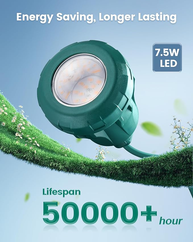 SURAIELEC Christmas Spotlight Outdoor, Create Stunning Holiday Decor with 4 Color Lenses (Red Green Blue Yellow), 800 LM Waterproof LED Landscape Light for Yard, House, Trees, 5 FT Cord, ETL Listed