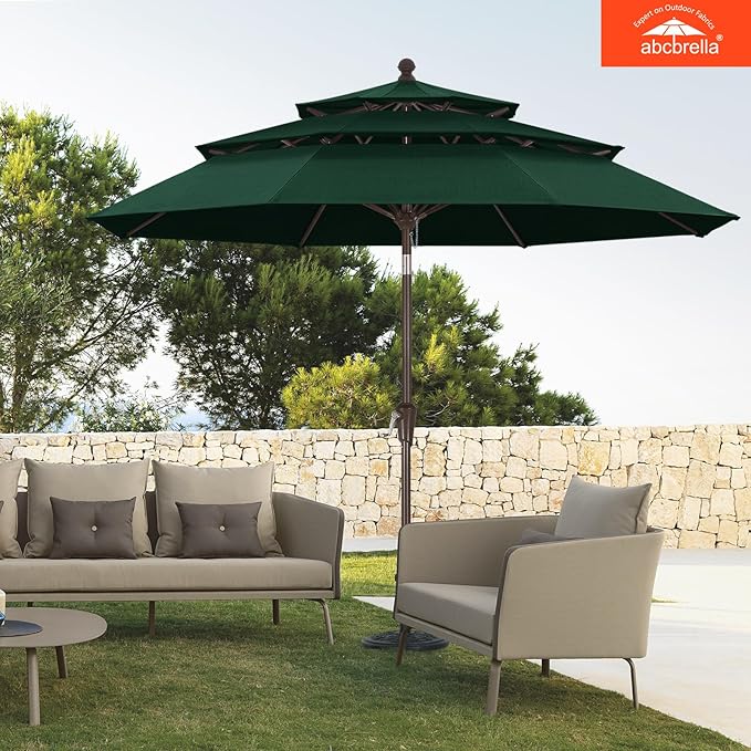 ABCCANOPY 5-Year 10-Year No Fading 9FT 3 Tiers Patio Umbrella, Outdoor Table Umbrella with 8 Sturdy Ribs for Deck, Backyard, Garden, Yard