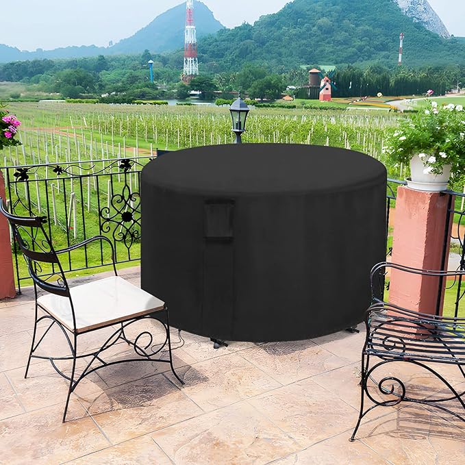 Custom Patio Furniture Cover Round, Outdoor Round Table Cover Waterproof, Patio Furniture Covers for All Weather Resistant