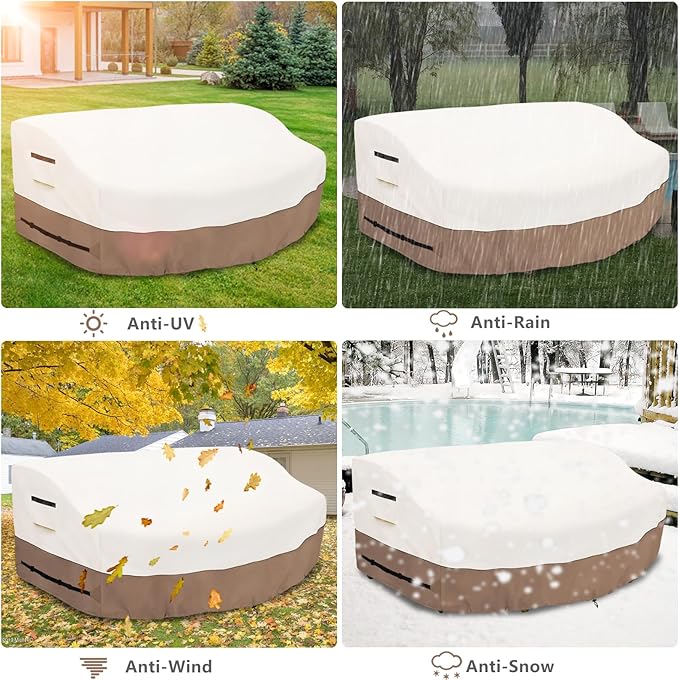 Outdoor Daybed Cover for 89" Patio Sofa - Heavy Duty 600D Waterproof UV-Resistant All-Weather Protection Furniture Cover with Air Vent (Beige)