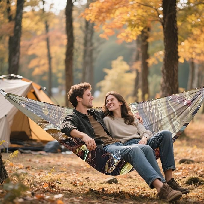FRMG Native American Indian Camping Hammock 500 lbs Capacity Portable Hammocks with Tree Straps & Attached Carry Bag, Camping Essentials Gear 2014085a