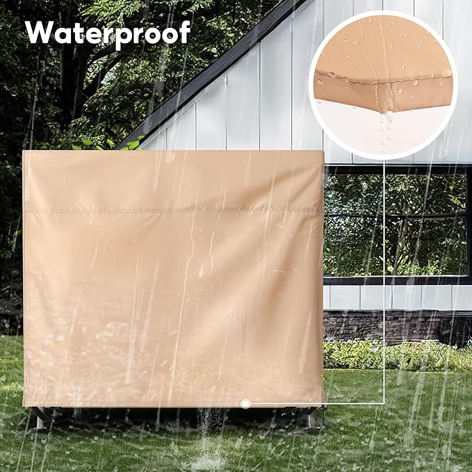 Outdoor 3 Triple Seater Hammock Patio Swing Chair Cover, Water-Resistant, All Weather Protection, Beige Color