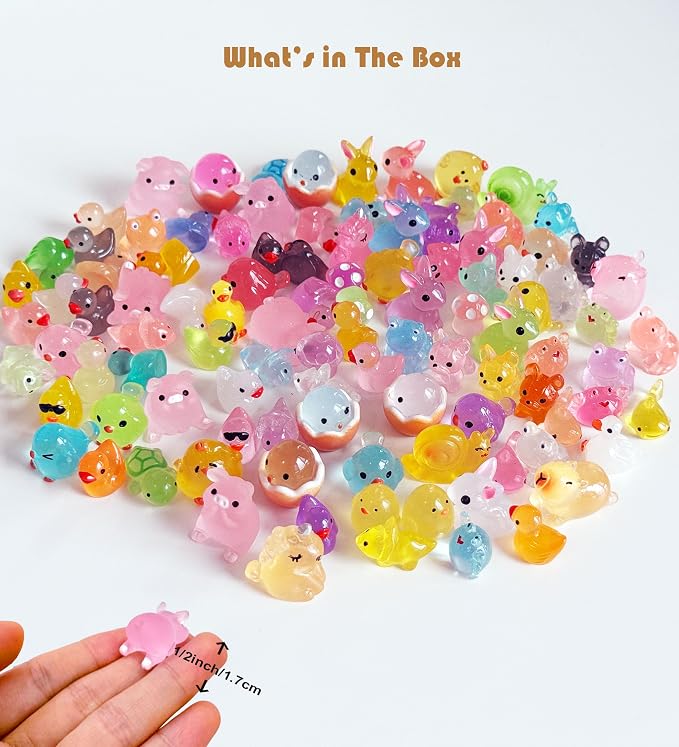 SparkleFab Tiny Resin Animals to Hide 100 Pcs Mini Resin Animals Bulk for Miniature Fairy Garden Accessories Micro Landscape Aquarium Potted Decoration