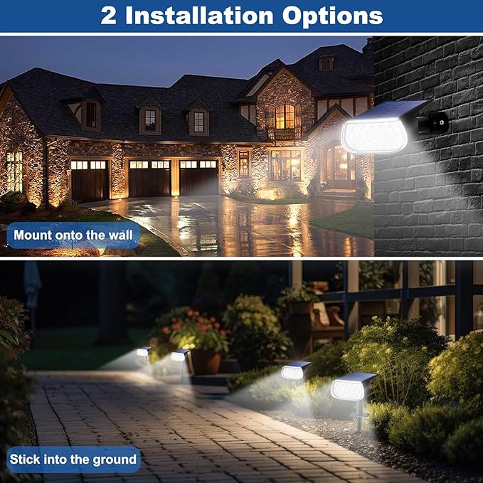 Solar Spot Lights Outdoor, IP67 Waterproof Landscape Spotlights 3 Lighting Modes Solar Outdoor Lights Dusk to Dawn for Yard Garden Pathway 6 Pack