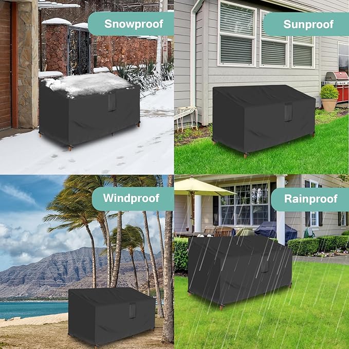 Luv4babe Outdoor Loveseat Cover, Weatherproof and Waterproof Heavy Duty Outdoor Couch and Sofa Cover 58Wx32Dx31H inch with Air Vent and Handles, Black