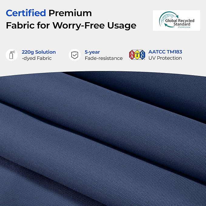 HOMSHADE 9FT 3-Tiers Outdoor Patio Umbrella with 5-Year Fade Resistant,Vented Outdoor Commercial Market Umbrella with UPF50+ UV Protection & Push Button Tilt and Crank for Pool,Backyard(Navy Blue)