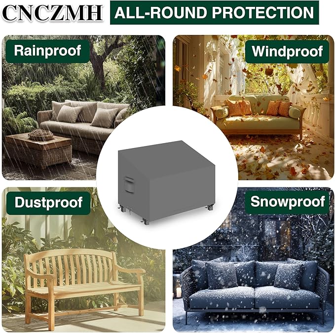 Heavy Duty Patio Sofa Covers Waterproof, Outdoor 3-Seater Couch Cover Waterproof, 600D Outdoor 2-Seater Loveseat Furniture Covers with Air Vent Handle 60''W x 35''D x 24''H/ 35''H Grey