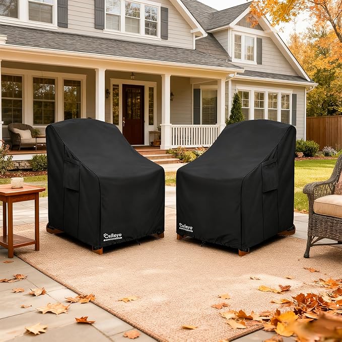 Patio Chair Cover 32W x 35D x 36H inches,Waterproof Heavy Duty Outdoor Furniture Covers for Patio Adirondack Chair 2 Pack(Black)