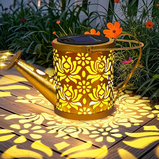 Solar Lights Outdoor Decorative, Watering Can with Cascading Lights on Butterfly Shepherd's Hook, Solar Garden Stake Decor for Yard Pathway,Gift for Women Mom (2pcs-Butterfly Garden Stakes)