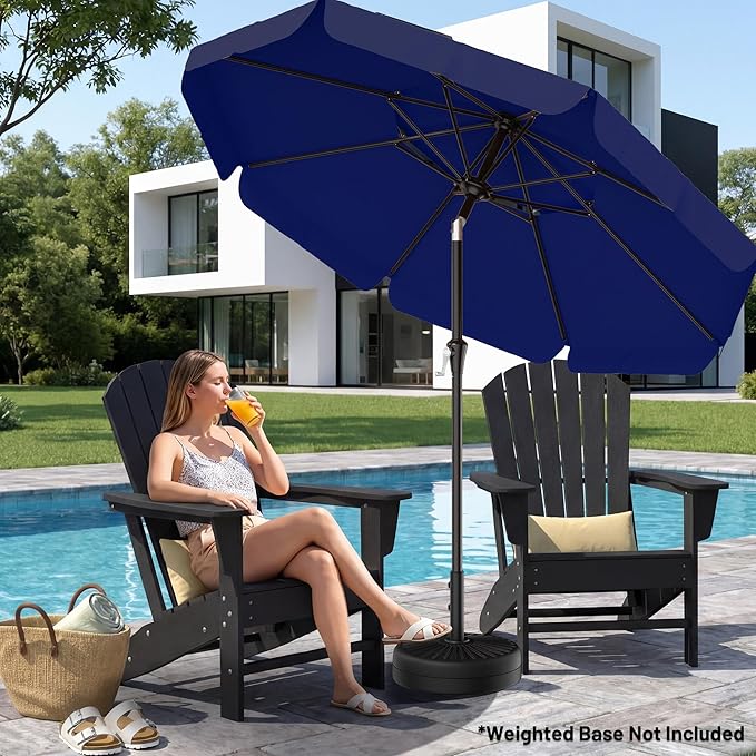 AreShark 9ft 2-Tier Patio Umbrella with Valance - Outdoor Umbrella Waterproof UV Protection, Market Table Umbrella w/Push Button Tilt&Crank for Pool, Porch, Garden(Navy)