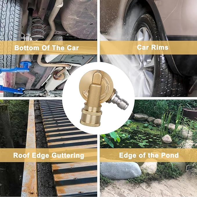 Pressure Washer Pivoting Coupler Kit - 240 Degree Rotation, Includes Gutter Cleaner Attachment, 7 Spray Nozzle Tips with Holder,1/4" Quick Connect - 4500 PSI