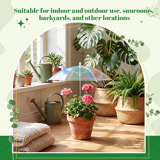 3 Pack Plant Umbrellas for Outdoor Plants Clear Transparent Plant Shade Umbrellas 23.6 Inch with Straight Pole for Potted Plants Seedlings Flowers Garden Beds