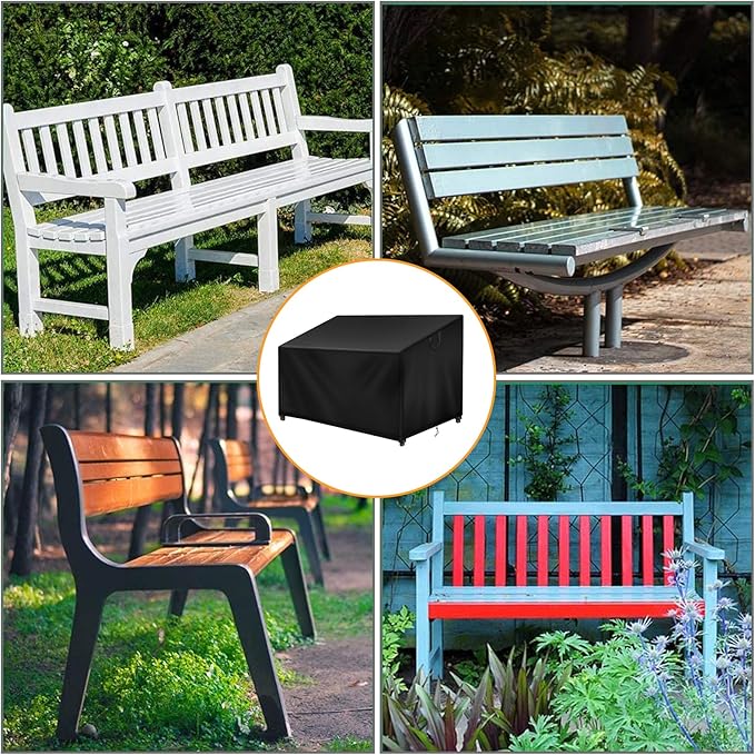 Outdoor Bench Cover Waterproof, 52.7" L x 26" W x 35" H 2 Seater Patio Garden Bench Loveseat Sofa Cover, Heavy Duty Oxford Fabric, Fade/Snow/Wind/Dust Resistant