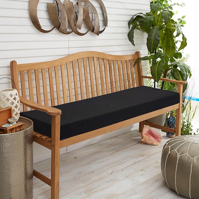 FUNHOME Outdoor Bench Cushion Covers 45" x 18" x 3", No Insert! Patio Bench Cushion Covers,Water Resistant Patio Loveseat Cushion Cover 1 Pack, Black(Covers ONLY)