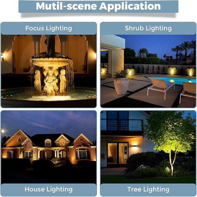 Gardencoin Solid Brass Outdoor Landscape Spotlights, 12V LED Low Voltage Wired Waterproof Landscape Lighting, Accent Lights for Yard, Tree, Wall, Gold Up Lighting Fixture Without MR16 Bulb(6 Pack)