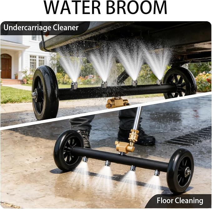 16” Pressure Car Washer Undercarriage Cleaner, 1/4” Quick Connect with 3 Pieces Extension Wands, Car Wash Water Broom for Vehicle Underbody and Truck Cleaning
