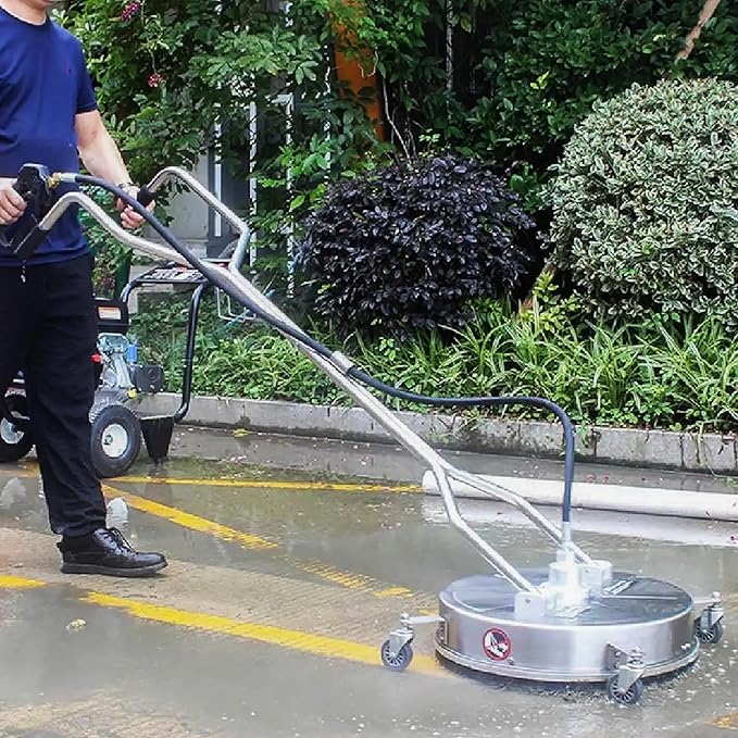 Hourleey 20" Pressure Washer Surface Cleaner with Dual Handles, Stainless Steel Surface Cleaner with 4 Wheels for Driveways, Pathway, Sidewalks, Patios, Decks, 4500 PSI with 3/8" Quick Connector Kit