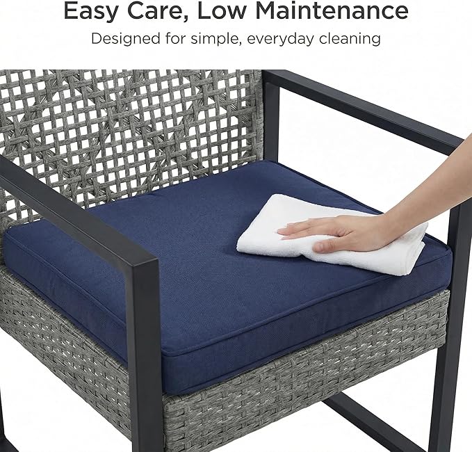 OVENTA Outdoor Patio Furniture Set, 4 Piece Rattan Chairs with Coffe Table for Backyard, Balcony, Deck, Front Porch, Patio Conversation Seating Sets for Outside, Juego Muebles de Exterior(Light Gray)