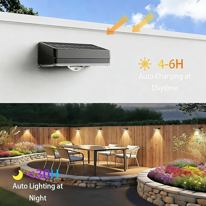 Solar Fence Lights,10 RGB Color Changing Modes,Solar Lights Powered Waterproof IP65,30 Hours Runtime,Easy Installation for Fence,Garden,Yard,Patio,Pool,Porch,Holiday Decor(2P)