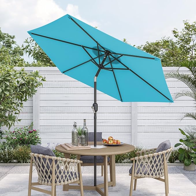 7.5ft Outdoor Umbrella Patio Umbrella,2-Year-Non-Fading,Table Market Patio Umbrella with Push Button Tilt and Crank,for Pool, Deck, Garden,Backyard