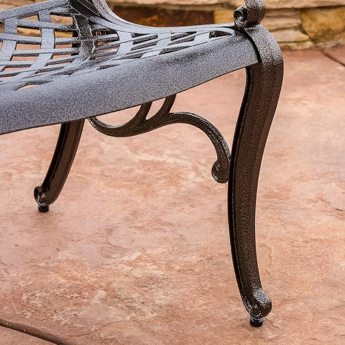 Christopher Knight Home Hallandale Outdoor Cast Aluminum Dining Set for Patio or Deck, 5-Pcs Set, Hammered Bronze