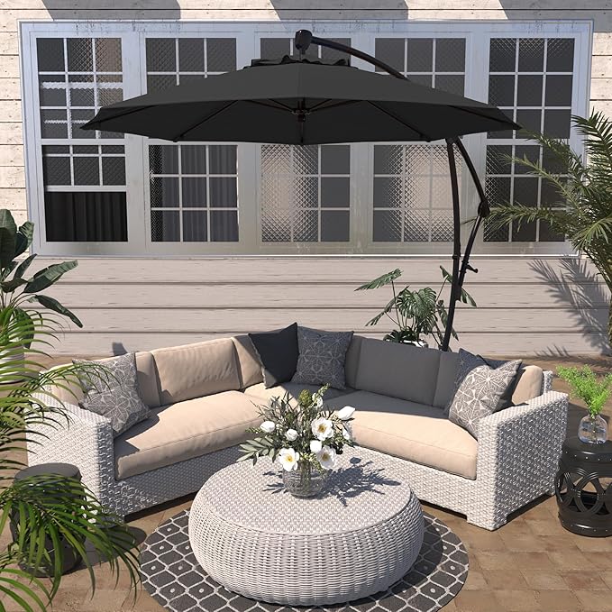 California Umbrella 9-Foot Offset Cantilever Patio Umbrella Infinite Tilt