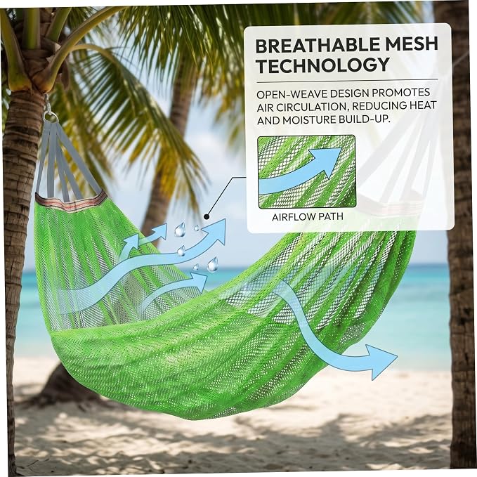 Camping Hammock Lightweight Portable, Anti-roll Breathable Mesh Outdoor Hammock with Tree Straps & Carry Bag, Green (102.36x51.18in)
