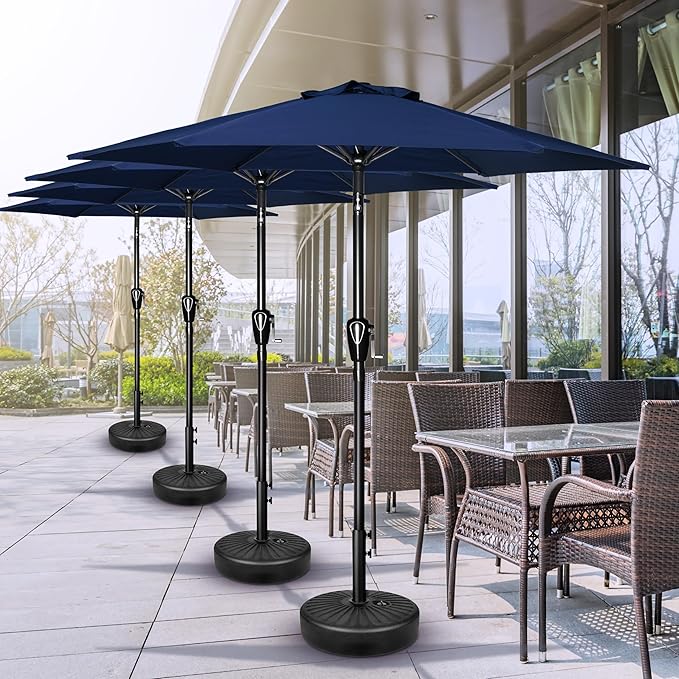 Simple Deluxe 7.5ft Patio Umbrella Outdoor Table Market Yard Umbrella with Push Button Tilt/Crank, 6 Sturdy Ribs for Garden, Deck, Backyard, Pool, Dark Blue