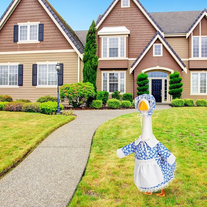 FuWeave Spring Goose Outfit Flower Porch Goose Clothes for 23" Large Statue Outdoor Patio Yard Lawn Art Decoration(Daisy,23 inch)