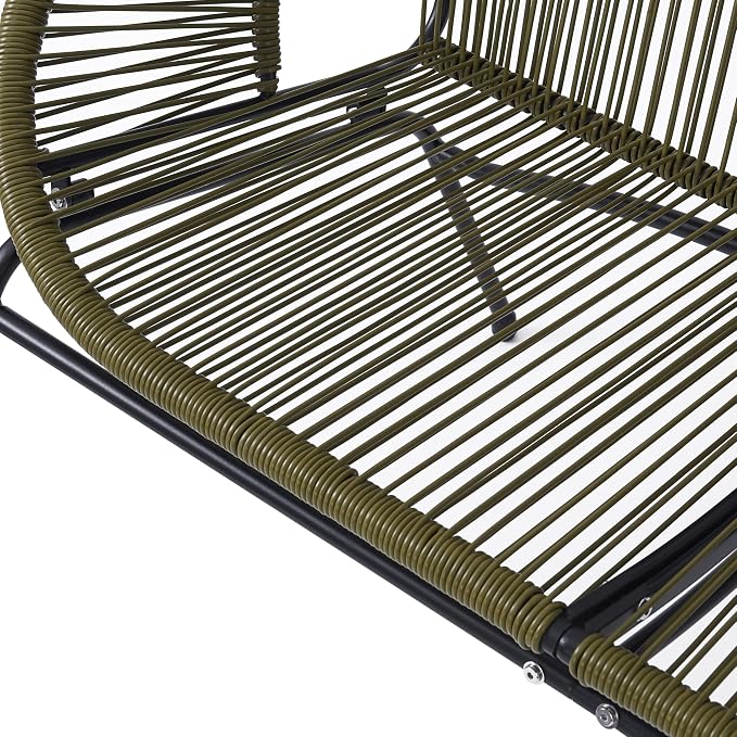 Christopher Knight Home Dessa 3 Piece Patio Furniture Set, Patio Wicker Accent Chair Set of 2 and Loveseat, Metal Frame 4 Seater Outdoor Papasan Lounge Chair Set, PE Rattan Outdoor Bistro Set, Green