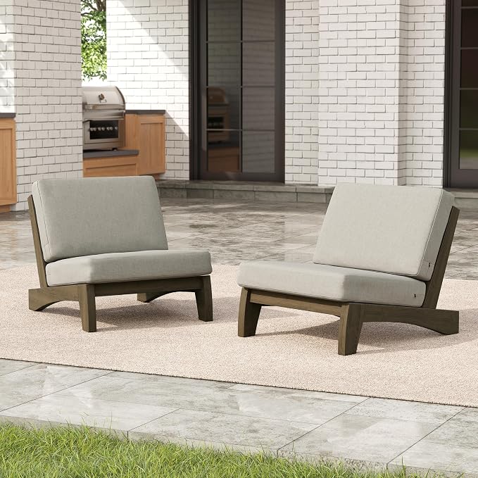 Pia Ricoo 4 Piece Patio Furniture Sets, Outdoor Loveseat Sofa Set with 2 Chairs & Coffee Table, Patio Conversation Set for Backyard, Deck, Lawn, Light Camel