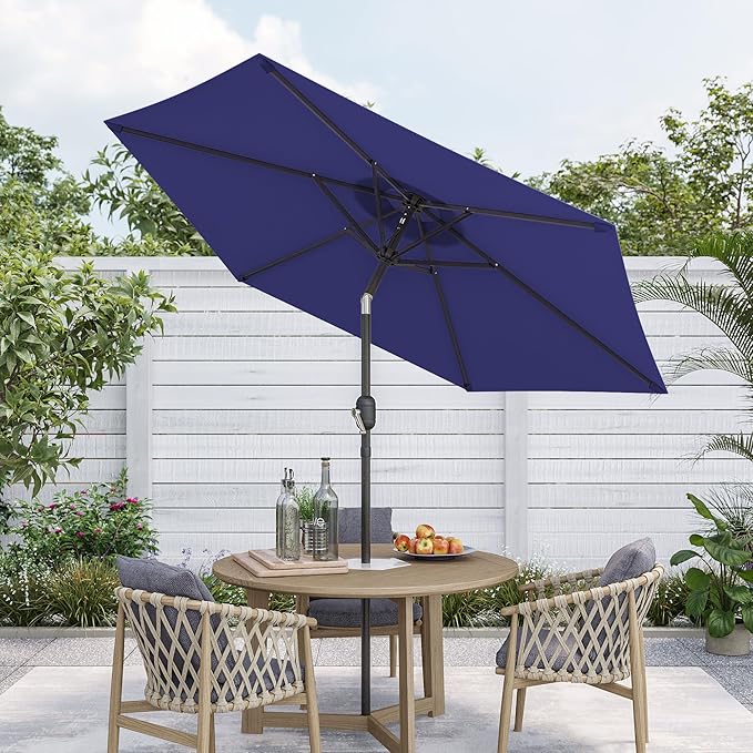7.5ft Outdoor Umbrella Patio Umbrella,2-Year-Non-Fading,Table Market Patio Umbrella with Push Button Tilt and Crank,for Pool, Deck, Garden,Backyard