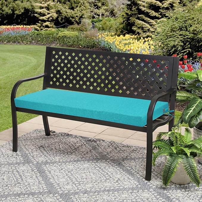 FUNHOME Outdoor Cushion Covers,42" x 18" x 3", No Insert! Patio Cushion Covers,Water Resistant Patio Bench Loveseat Cushion Covers 1 Pack, Aqua Blue(Covers ONLY)