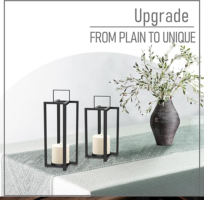 smtyle 4" x 4" Ivory LED Flameless Battery Plastic Operated Flickering Pillar Candles with Remote Set of 2 for Bathroom, Coffee Table or Dining Table Decor