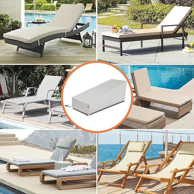 Patio Chaise Lounge Cover, Waterproof Lounge Chair Covers, Heavy Duty Patio Furniture Covers for Outside, Pool, Lounge Chair, Lawn Bench Furniture 76Lx28Wx30H inch