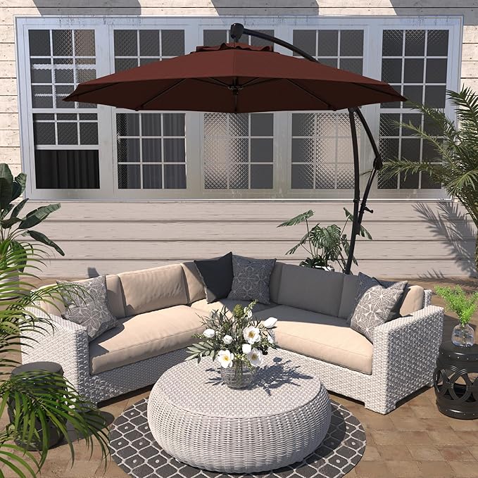California Umbrella 9-Foot Offset Cantilever Patio Umbrella Infinite Tilt